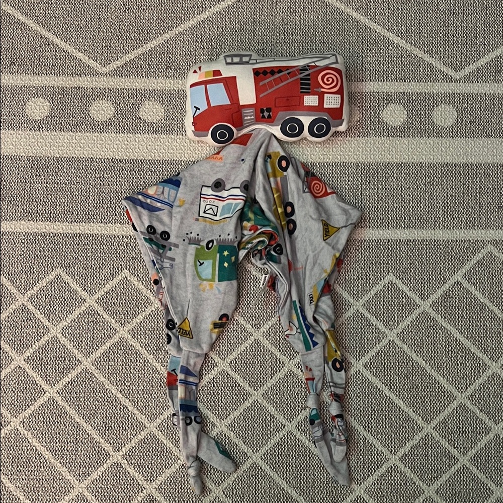 Little Sleepies Fire Truck Lovey with cars and trucks